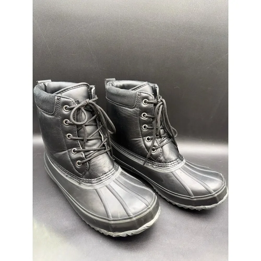 London Fog Ashford 2 Duck Boots Mens 9M Black Waterproof Insulated Winter Boots
